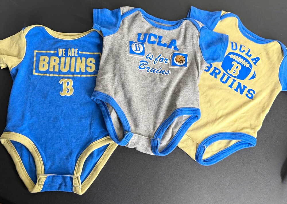 Team Athletics UCLA Bruins 3-Pack Baby Bodysuits 3-6M Blue Gray